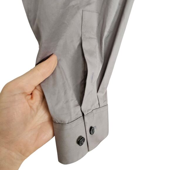 Theory Mens Shirt M Gray Button Front Long Sleeve Dress Shirt Collared Neck - Picture 4 of 9